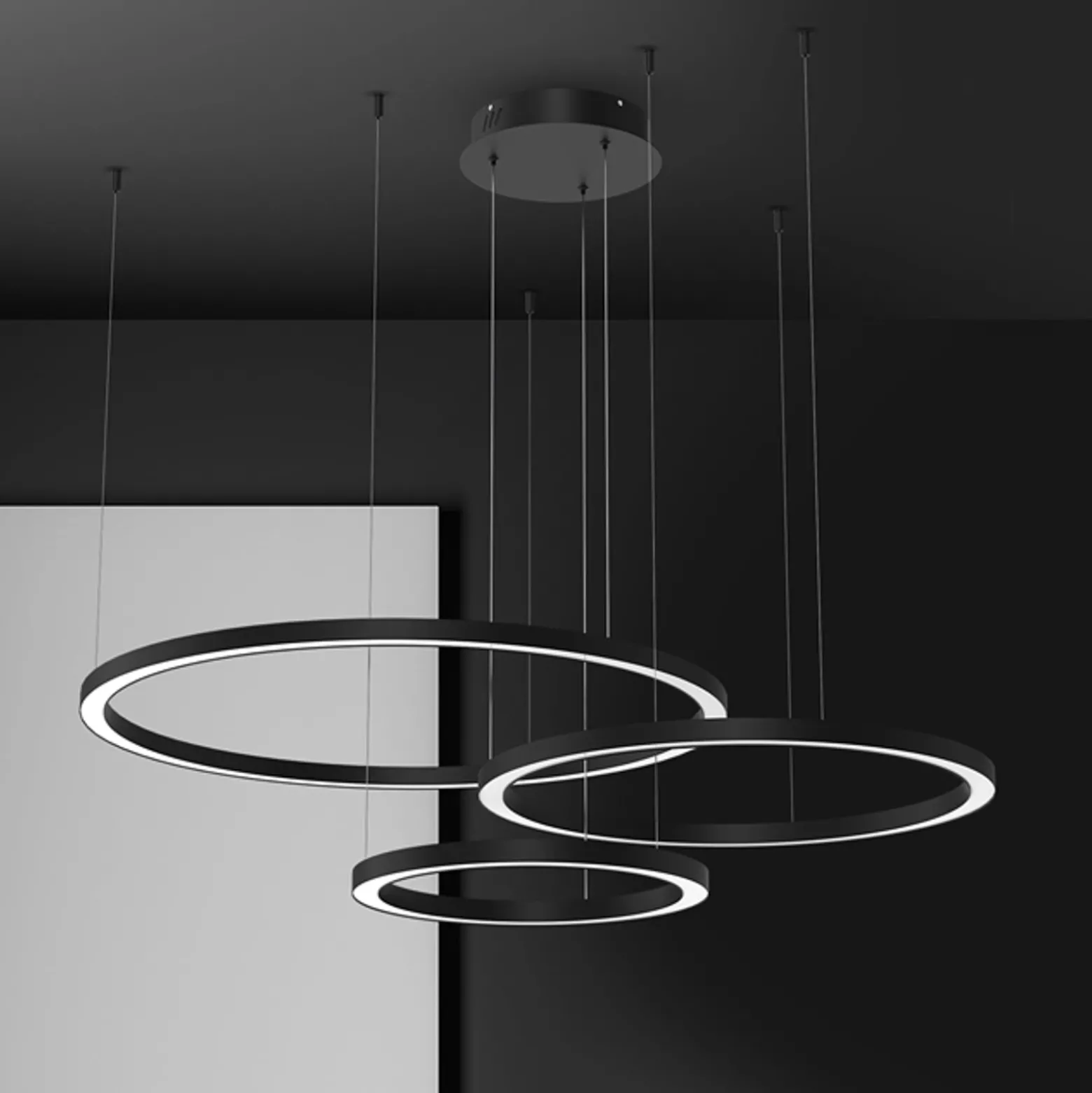 LED-riippuvalaisin Galaxia, muovi, musta, 3-lamppuinen, 85 W