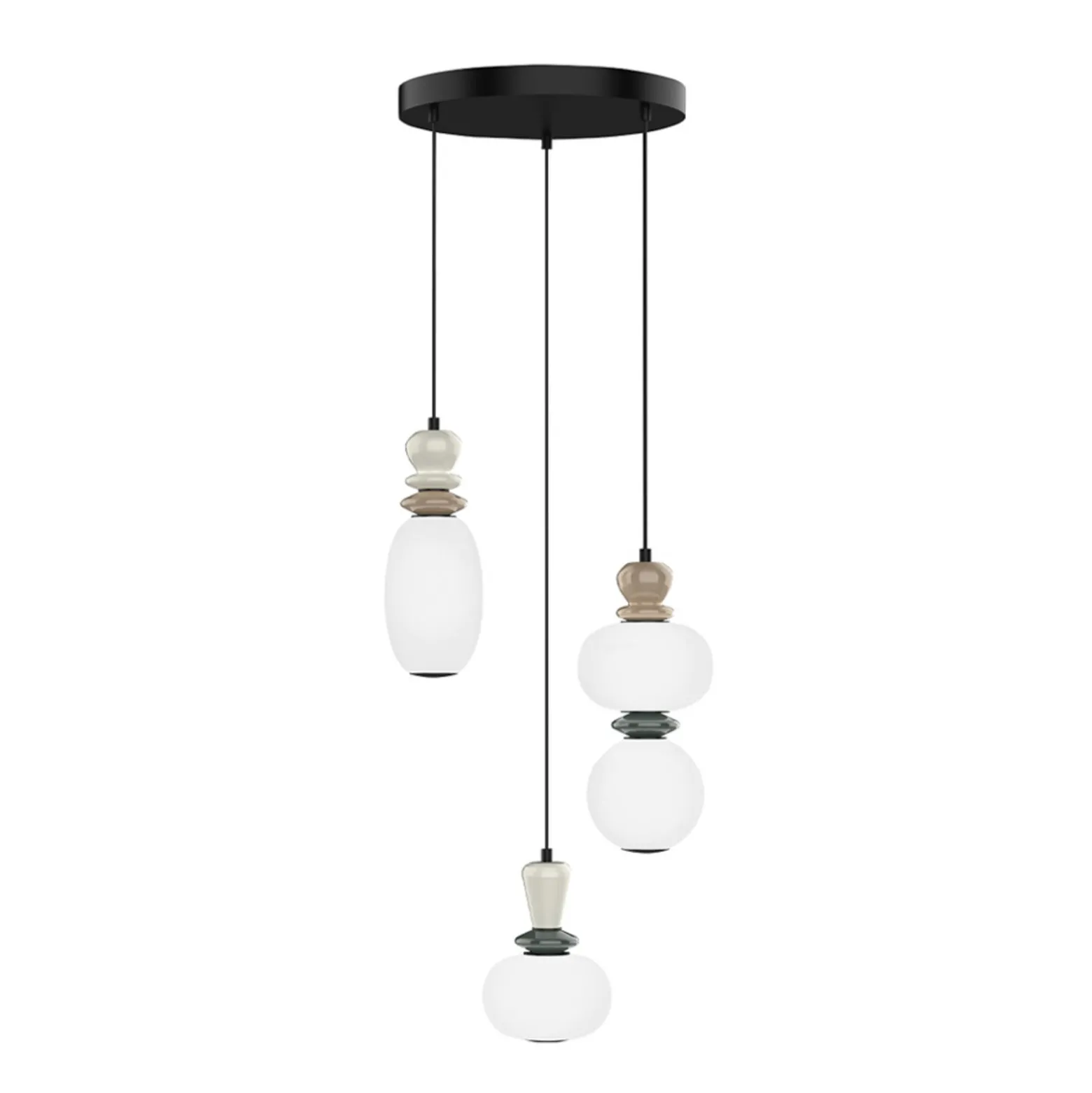 LED-riippuvalaisin Gemma, Ø 38 cm, värikäs, lasi/keramiikka, 3-lamppuinen.