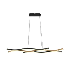 LED-riippuvalaisin Geronimo, pituus 108 cm, musta/puunvärinen