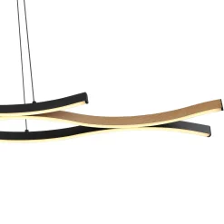 LED-riippuvalaisin Geronimo, pituus 108 cm, musta/puunvärinen