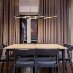 LED-riippuvalaisin Geronimo, pituus 108 cm, musta/puunvärinen