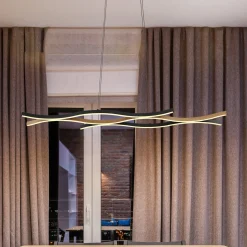 LED-riippuvalaisin Geronimo, pituus 108 cm, musta/puunvärinen