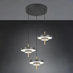 LED-riippuvalaisin Keaton, musta/kulta Ø 45 cm CCT 3-lamppuinen.