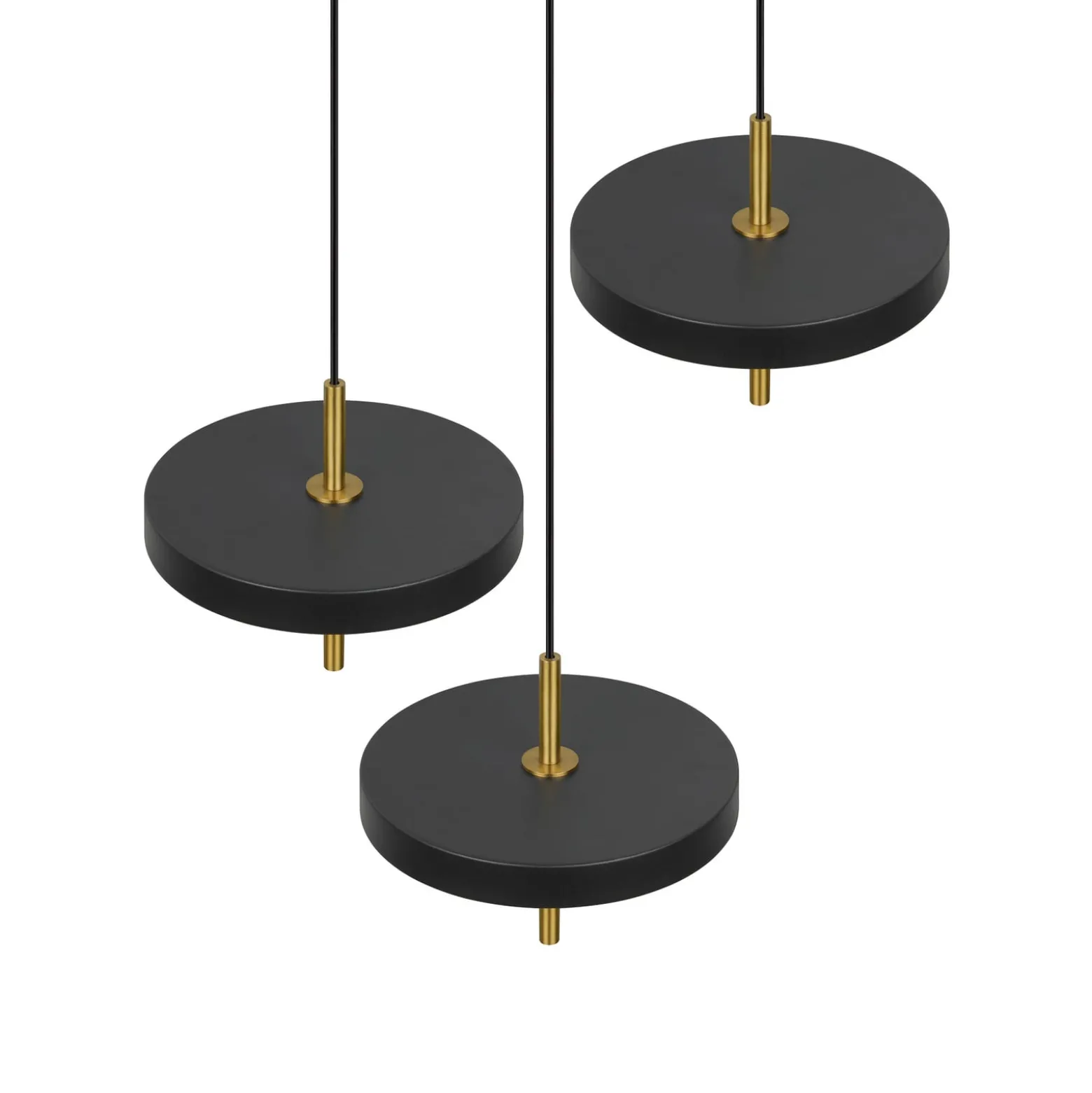 LED-riippuvalaisin Keaton, musta/kulta Ø 45 cm CCT 3-lamppuinen.