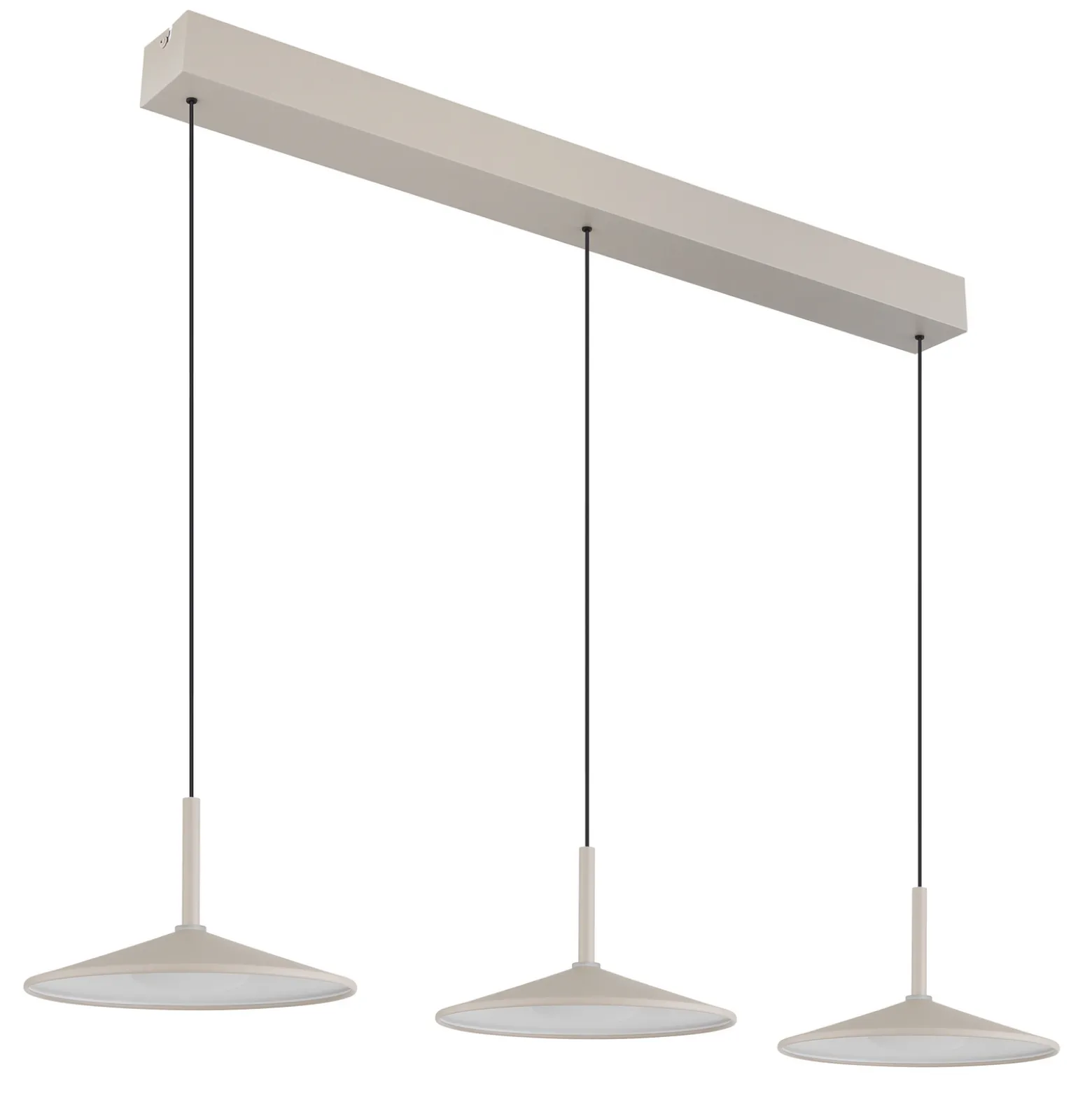 LED-riippuvalaisin Lampone, hiekanvärinen, pituus 95 cm, metalli, 3-lamppuinen