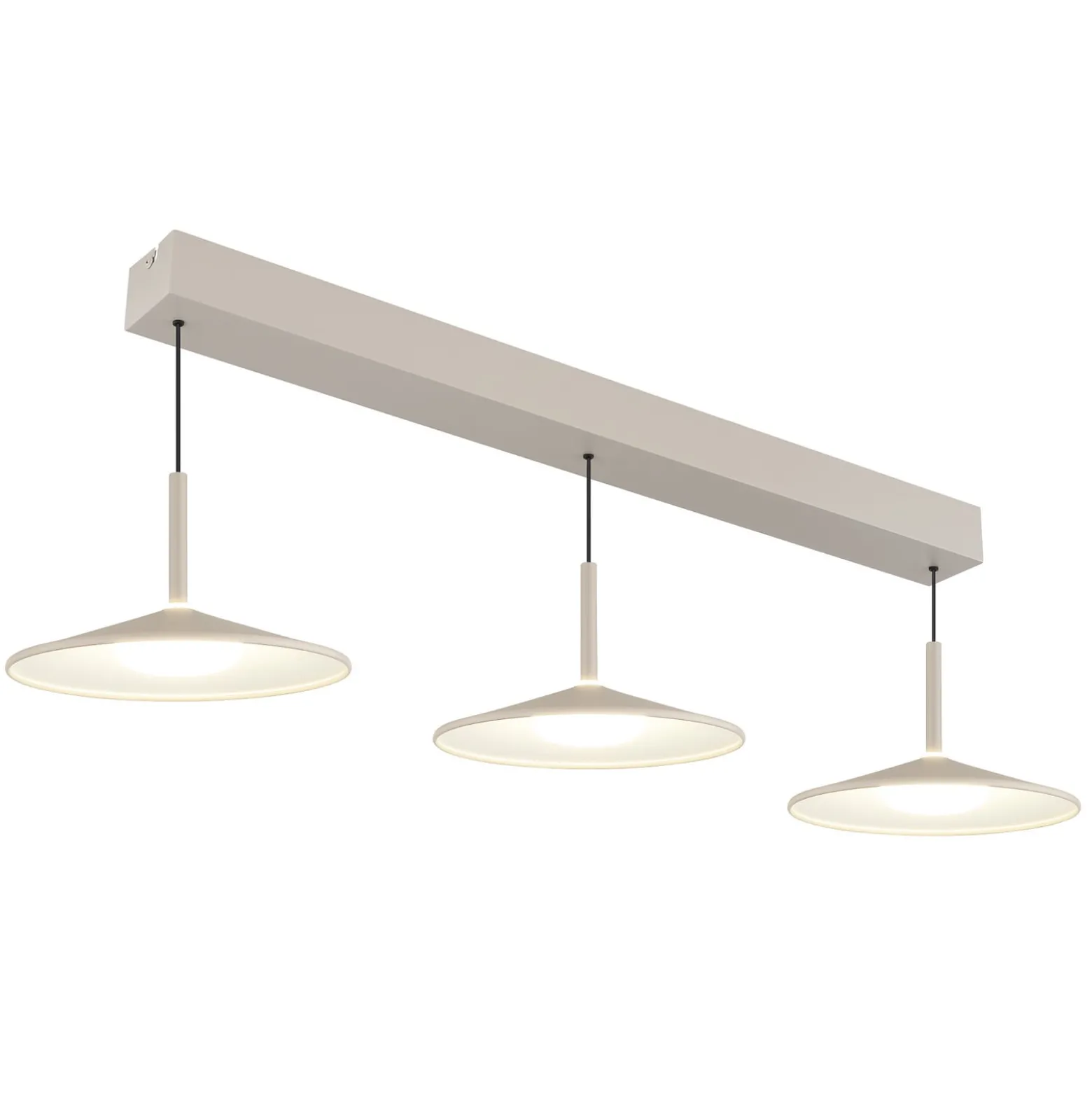 LED-riippuvalaisin Lampone, hiekanvärinen, pituus 95 cm, metalli, 3-lamppuinen