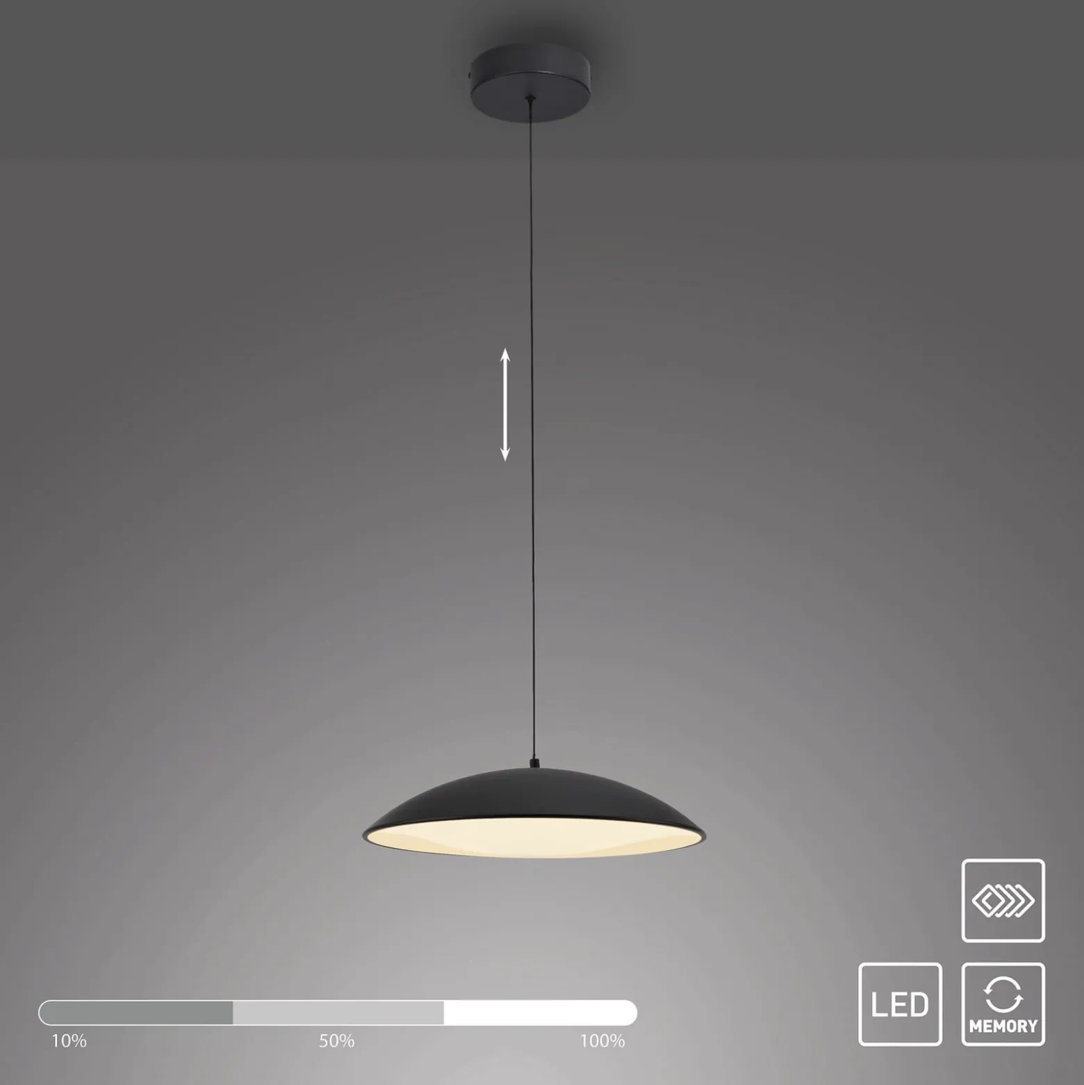 LED-riippuvalaisin LENTE, musta, Ø 40 cm, metalli, Switchdim