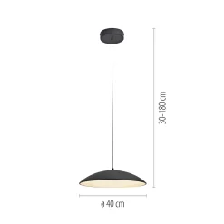 LED-riippuvalaisin LENTE, musta, Ø 40 cm, metalli, Switchdim