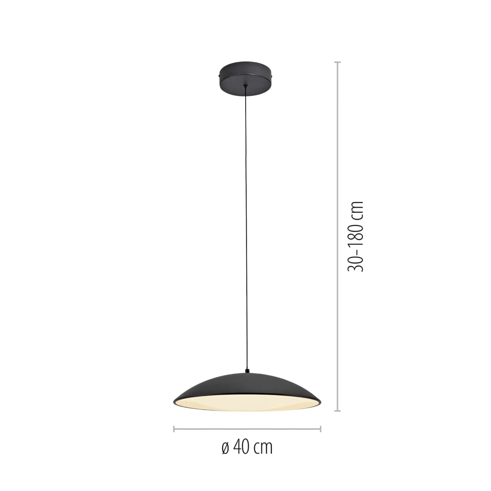 LED-riippuvalaisin LENTE, musta, Ø 40 cm, metalli, Switchdim