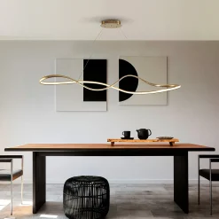 LED-riippuvalaisin Lia, kullanvärinen, CCT, kaukosäädin, metallia