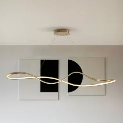 LED-riippuvalaisin Lia, kullanvärinen, CCT, kaukosäädin, metallia