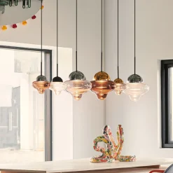LED-riippuvalaisin Nutty, savuharmaa / kulta, Ø 18,5 cm, lasi