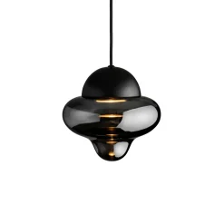 LED-riippuvalaisin Nutty, savuharmaa / musta, Ø 18,5 cm, lasi