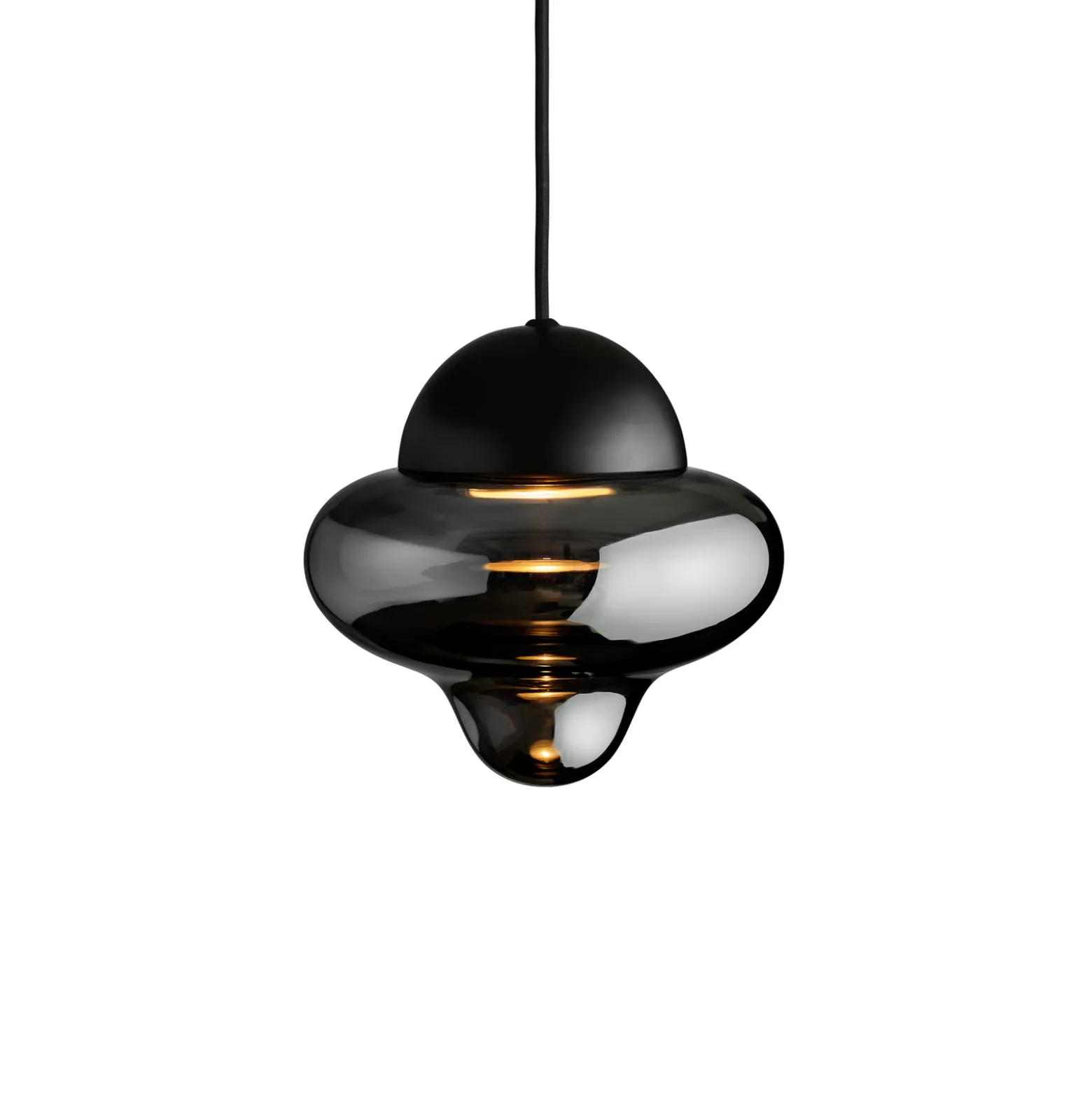 LED-riippuvalaisin Nutty, savuharmaa / musta, Ø 18,5 cm, lasi