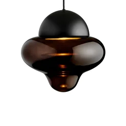 LED-riippuvalaisin Nutty XL, ruskea/musta, Ø 30 cm, lasi