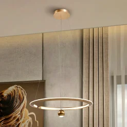LED-riippuvalaisin Orane kullanvärinen, korkeussäädettävä, Ø 60 cm