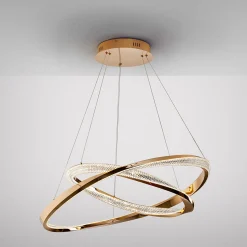 LED-riippuvalaisin Orbitas, Ø 80 cm, kullanvärinen, metalli, himmennin