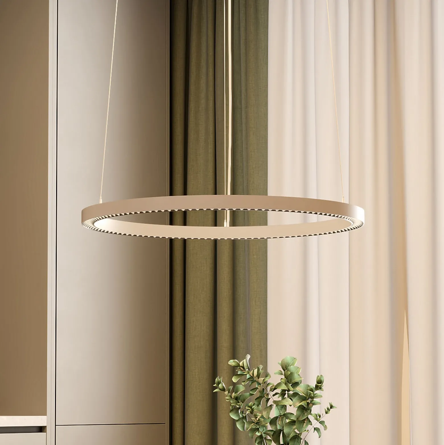 LED-riippuvalaisin PERFORA PRO M, Ø 66 cm, valkoinen, DALI, ylös/alas, CCT
