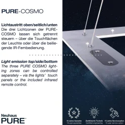 LED-riippuvalaisin PURE Cosmo, alumiini, 50 cm, CCT, kaukosäädin