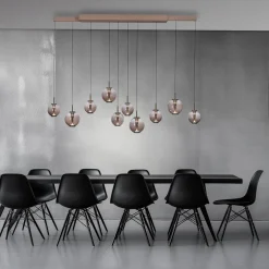 LED-riippuvalaisin PURE E-Infinity, pronssi/keltainen, 198 cm, 10-lamppuinen