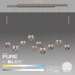 LED-riippuvalaisin PURE E-Infinity, pronssi/keltainen, 198 cm, 10-lamppuinen