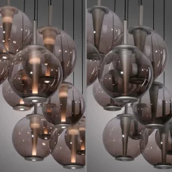 LED-riippuvalaisin PURE E-Infinity, pronssi/keltainen, 198 cm, 10-lamppuinen