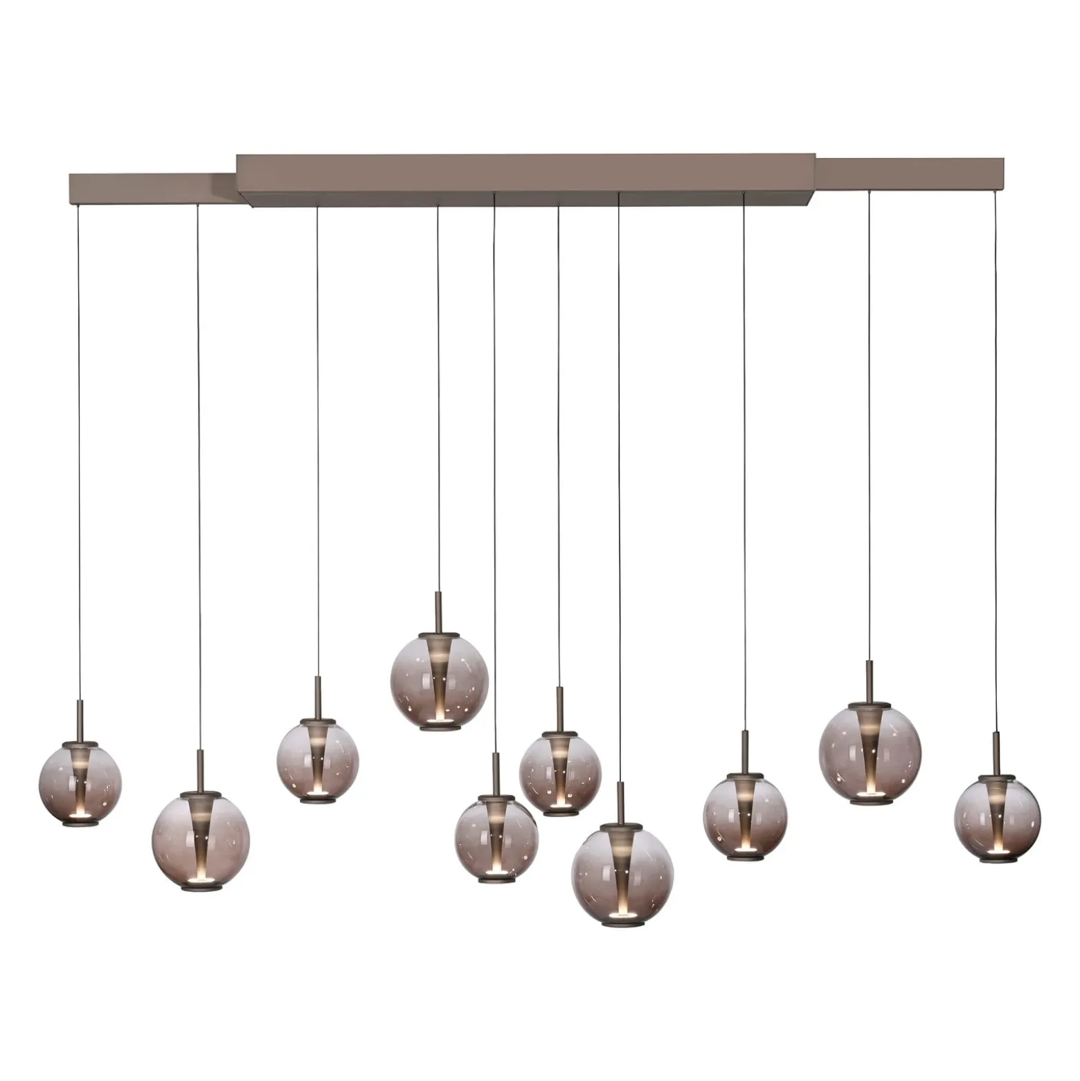 LED-riippuvalaisin PURE E-Infinity, pronssi/keltainen, 198 cm, 10-lamppuinen