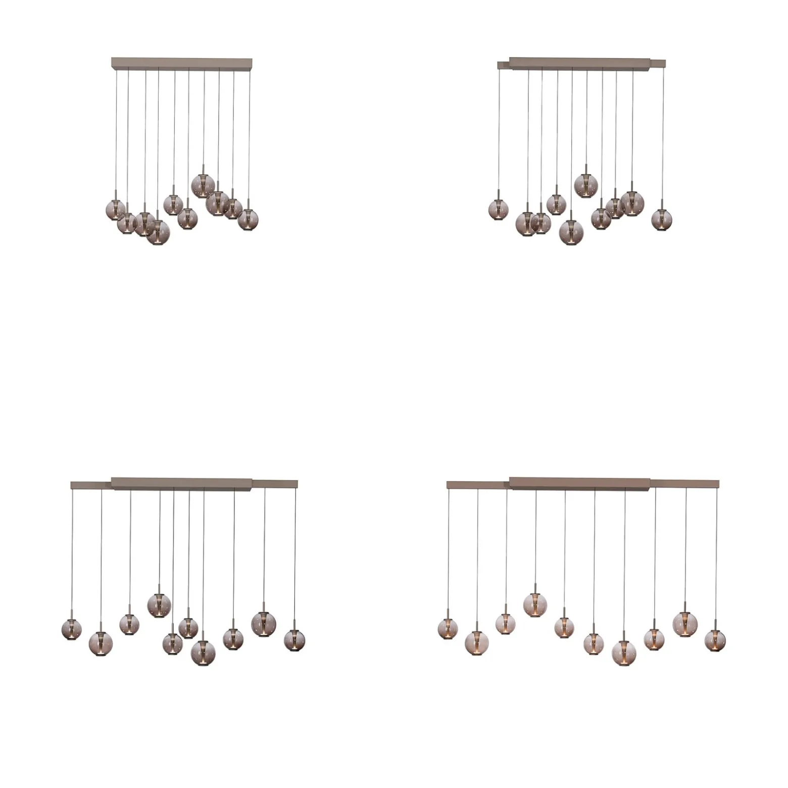 LED-riippuvalaisin PURE E-Infinity, pronssi/keltainen, 198 cm, 10-lamppuinen