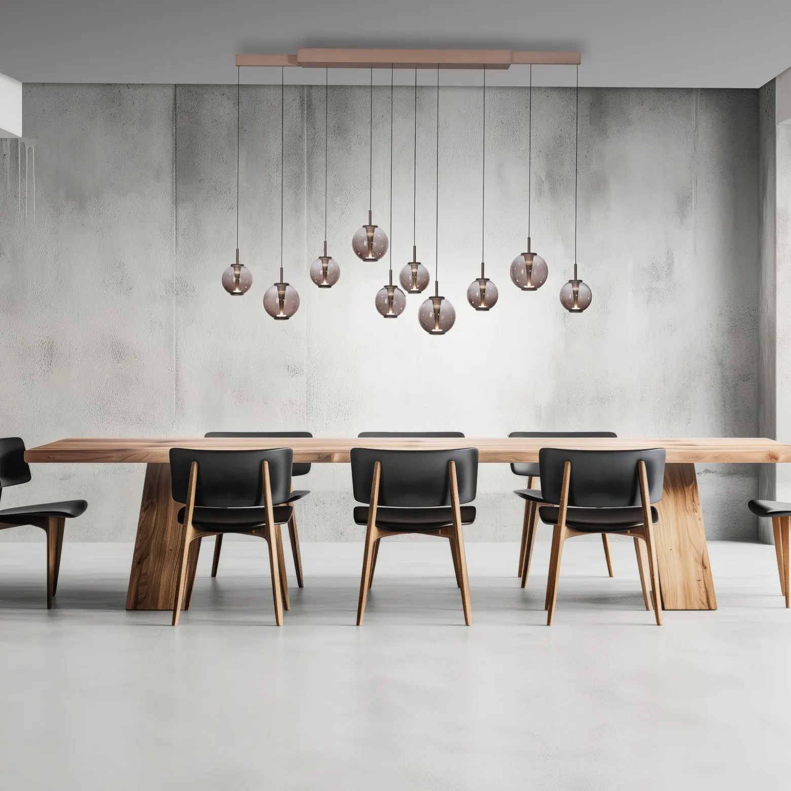 LED-riippuvalaisin PURE E-Infinity, pronssi/keltainen, 198 cm, 10-lamppuinen