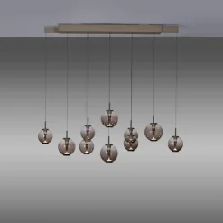 LED-riippuvalaisin PURE E-Infinity, pronssi/keltainen, 198 cm, 10-lamppuinen