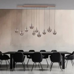 LED-riippuvalaisin PURE E-Infinity, pronssi/keltainen, 198 cm, 10-lamppuinen