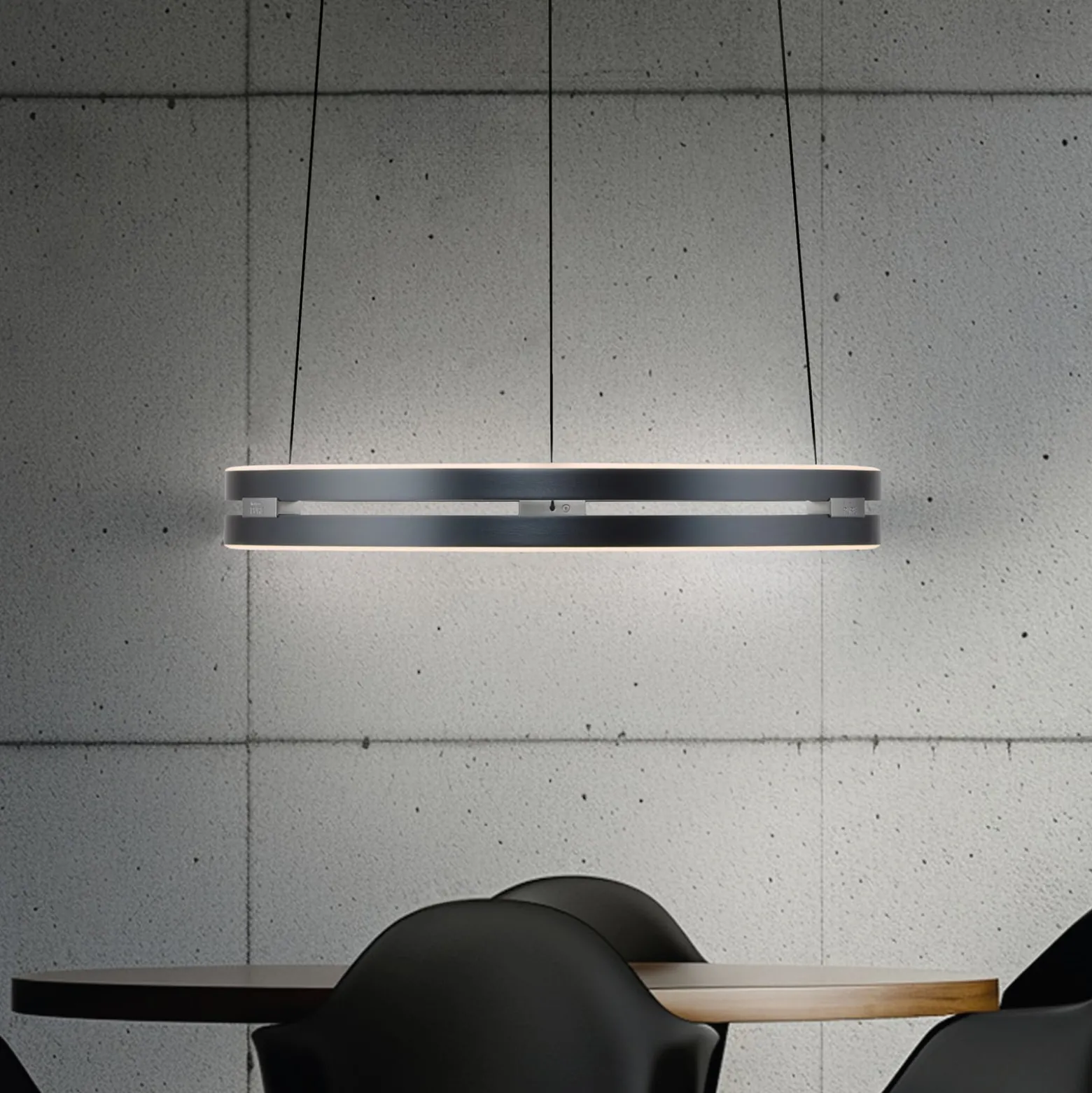 LED-riippuvalaisin PURE E-Loop, mystic grey, Ø 50 cm, alumiini, CCT