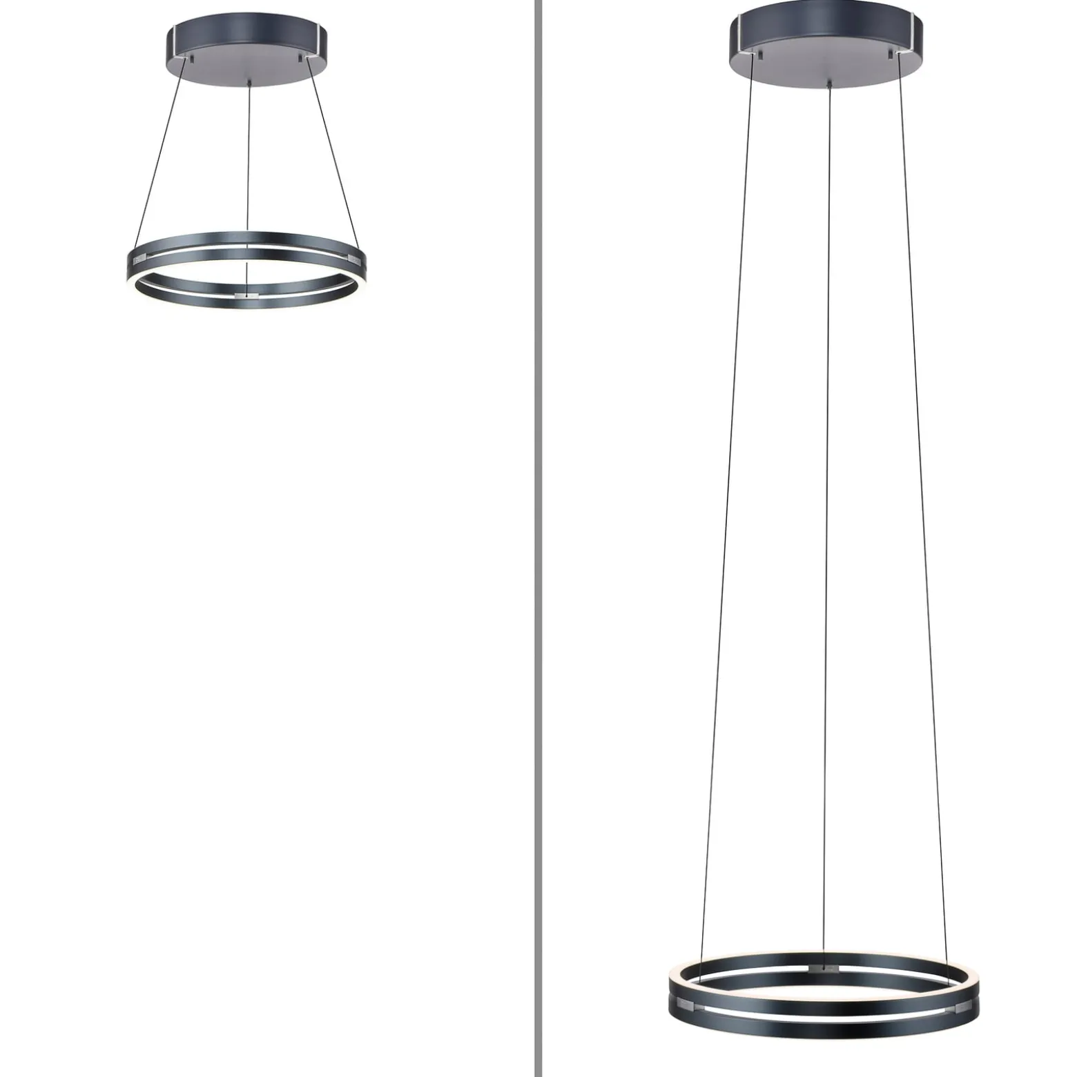 LED-riippuvalaisin PURE E-Loop, mystic grey, Ø 50 cm, alumiini, CCT