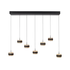 LED-riippuvalaisin PURE Falling Rings, musta, pituus 132 cm, 7-lamppuinen