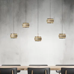 LED-riippuvalaisin PURE Falling Rings, pronssi, pituus 101 cm, 5-lamppuinen