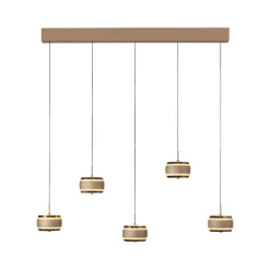 LED-riippuvalaisin PURE Falling Rings, pronssi, pituus 101 cm, 5-lamppuinen