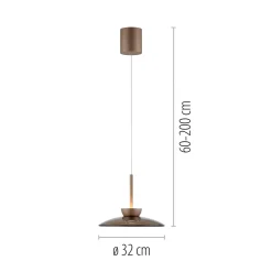 LED-riippuvalaisin PURE Moon, pronssi, tumma lasi, Ø32cm