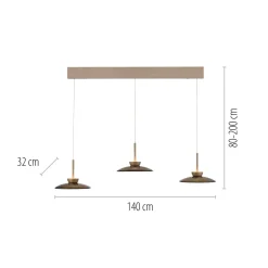 LED-riippuvalaisin PURE Moon, pronssi, tumma lasi, 3-lamppuinen.