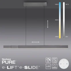 LED-riippuvalaisin PURE Moto-Rise, platina, alumiini, CCT