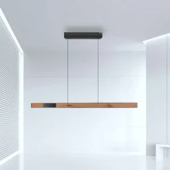 LED-riippuvalaisin PURE Moto-Rise, tammi/musta helmi, alumiini, CCT