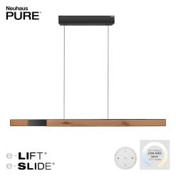 LED-riippuvalaisin PURE Moto-Rise, tammi/musta helmi, alumiini, CCT