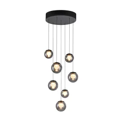 LED-riippuvalaisin PURE Popup, harmaa/savuharmaa, halkaisija 40 cm, 7-lamppuinen