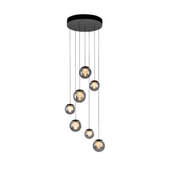 LED-riippuvalaisin PURE Popup, harmaa/savuharmaa, halkaisija 40 cm, 7-lamppuinen