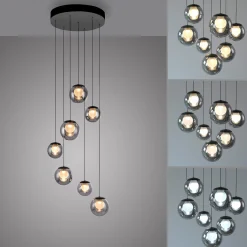 LED-riippuvalaisin PURE Popup, harmaa/savuharmaa, halkaisija 40 cm, 7-lamppuinen