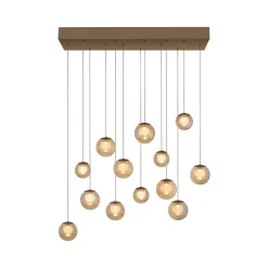LED-riippuvalaisin PURE Popup, pronssi/keltainen, pituus 100 cm, 13 lamppua