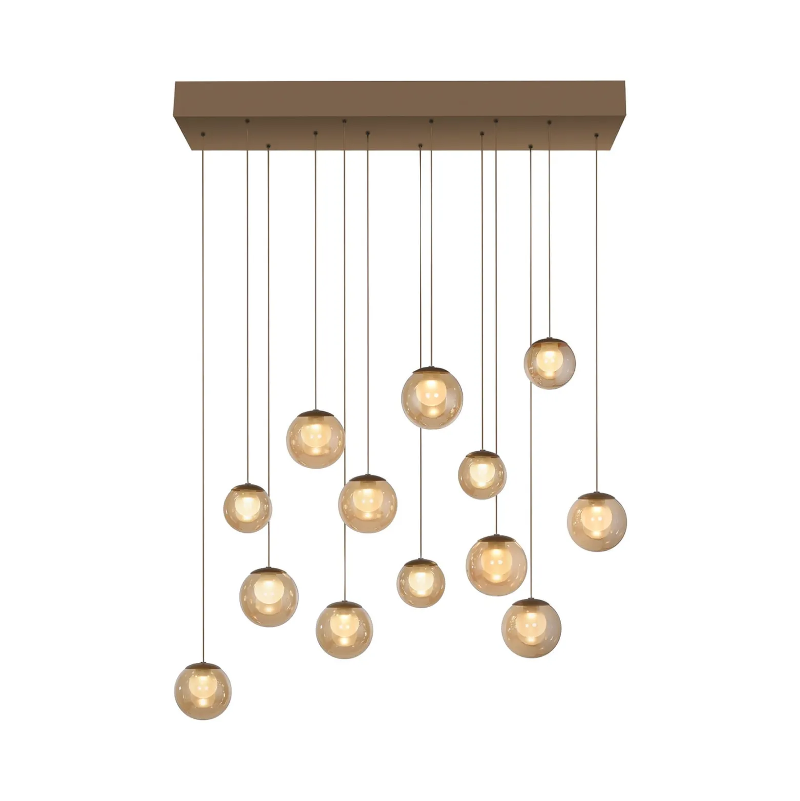 LED-riippuvalaisin PURE Popup, pronssi/keltainen, pituus 100 cm, 13 lamppua