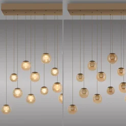 LED-riippuvalaisin PURE Popup, pronssi/keltainen, pituus 100 cm, 13 lamppua