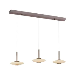LED-riippuvalaisin PURE Vitrum, ruskea/opaali, lasi/alumiini, 3-lamppuinen