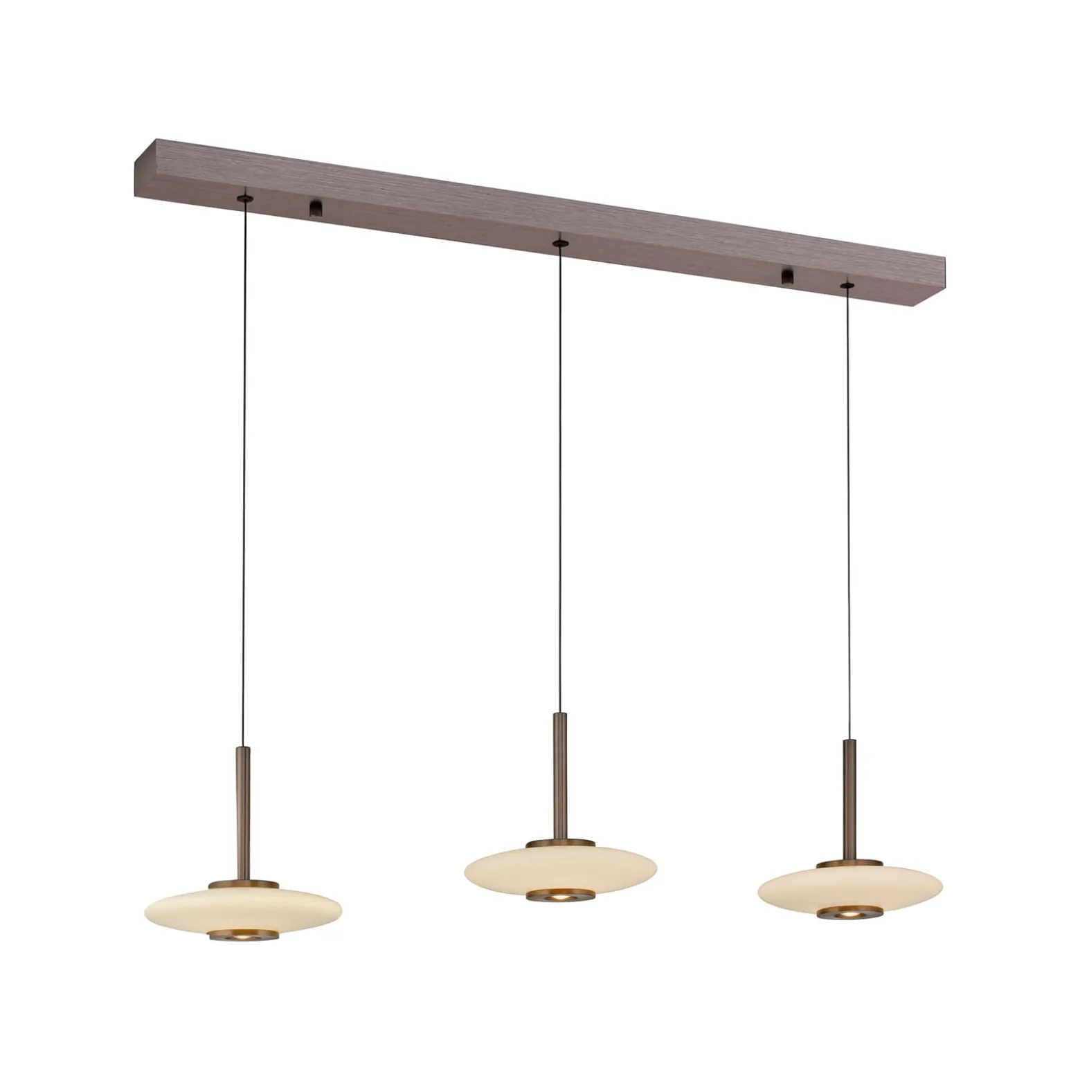 LED-riippuvalaisin PURE Vitrum, ruskea/opaali, lasi/alumiini, 3-lamppuinen