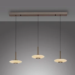 LED-riippuvalaisin PURE Vitrum, ruskea/opaali, lasi/alumiini, 3-lamppuinen